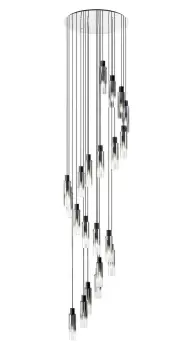 Image of Round Pendant, 21 Light Adjustable E27, Black, Smoke Fade Glass, Item Weight: 38.2kg
