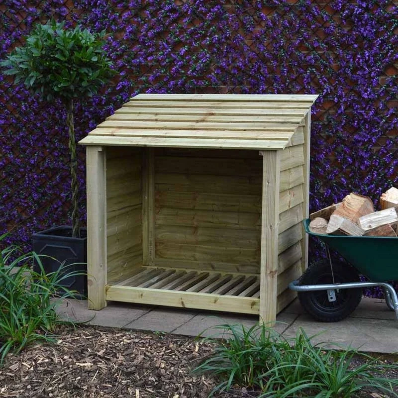 Image of Rutland County Garden Furniture Ltd Greetham 4ft Log Store - L80 x W123 x H128cm - Light Green Light Green Unisex