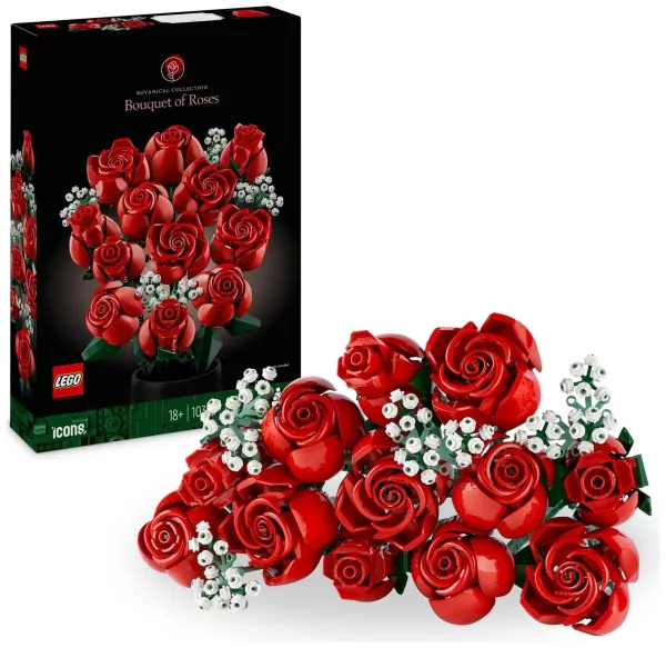 image of LEGO Icons Bouquet of Roses Flowers Set for Adults 10328