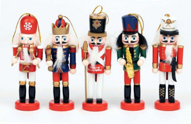 Image of Shatchi 13cm Wooden Nutcrackers Figures Christmas Ornament 5Pcs Set Multi