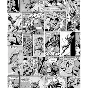 Muriva Marvel Comic Strip Wallpaper, Black & White