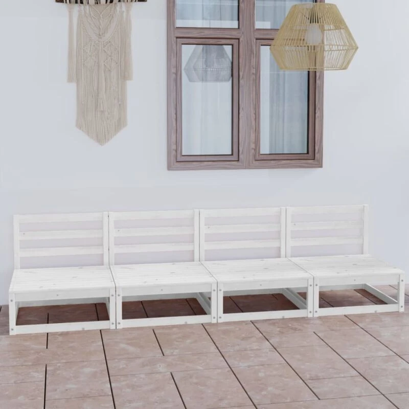 Image of VIDAXL Garden 4-Seater Sofa White Solid Pinewood Vidaxl 8720286464434