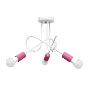 Image of Oxford Multi Arm Semi Flush Ceiling Light White, Pink 50cm