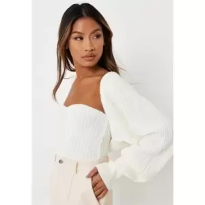 image of Missguided Knit Shawl Top - Cream