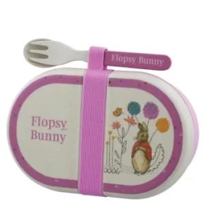 image of Beatrix Potter Flopsy Organic Bamboo Snack Box with Cutlery Set