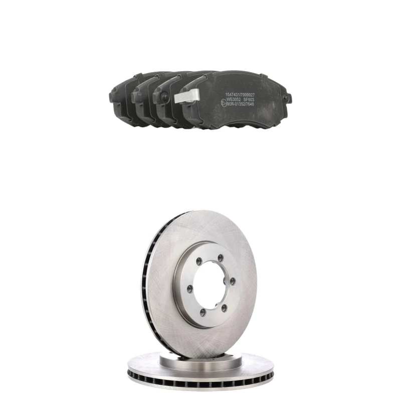 Image of RIDEX 3405B2128 Brake disc and pads set Front Axle, Brake Disc Type: internally vented, with acoustic wear warning Brake Set,disc brakes (3405)