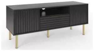 image of GFW Nervata 2 Door 1 Drawer TV Unit - Black