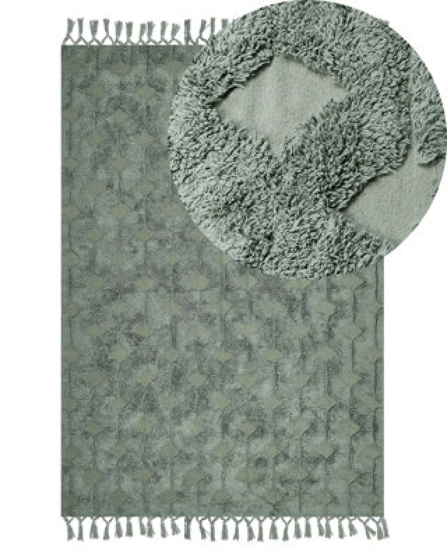 Image of Beliani Rug Kars Green 140 X 200 Cm Cotton
