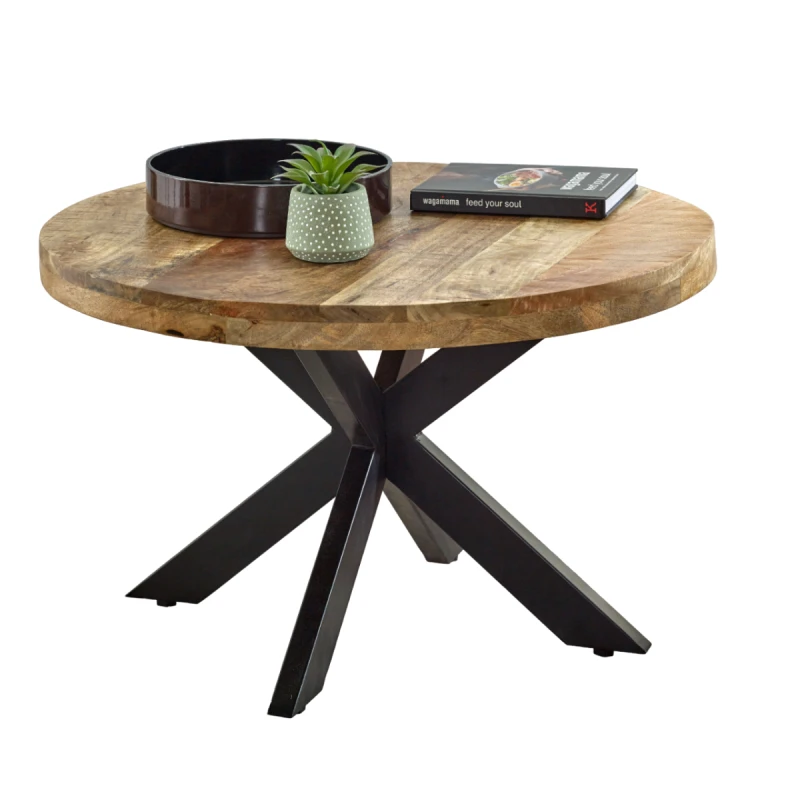 Image of Indian Hub Surrey Solid Wood Coffee Table With Metal Spider Legs