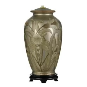 Image of Table Lamp Hand Painted Ceramic Vase Base Silver LED E27 60w Bulb
