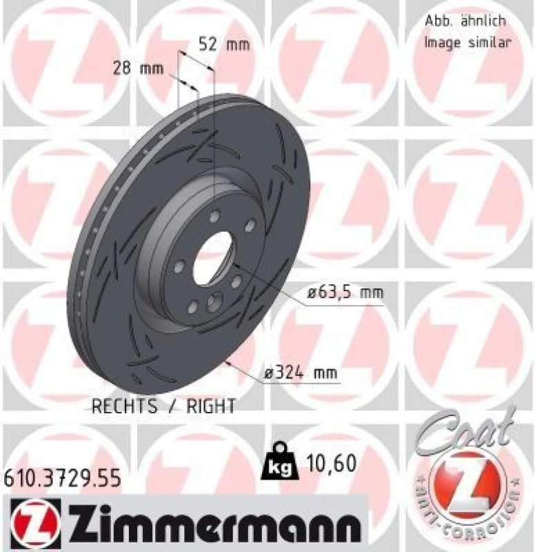 Image of ZIMMERMANN Brake disc ZIMMERMANN 610.3729.55