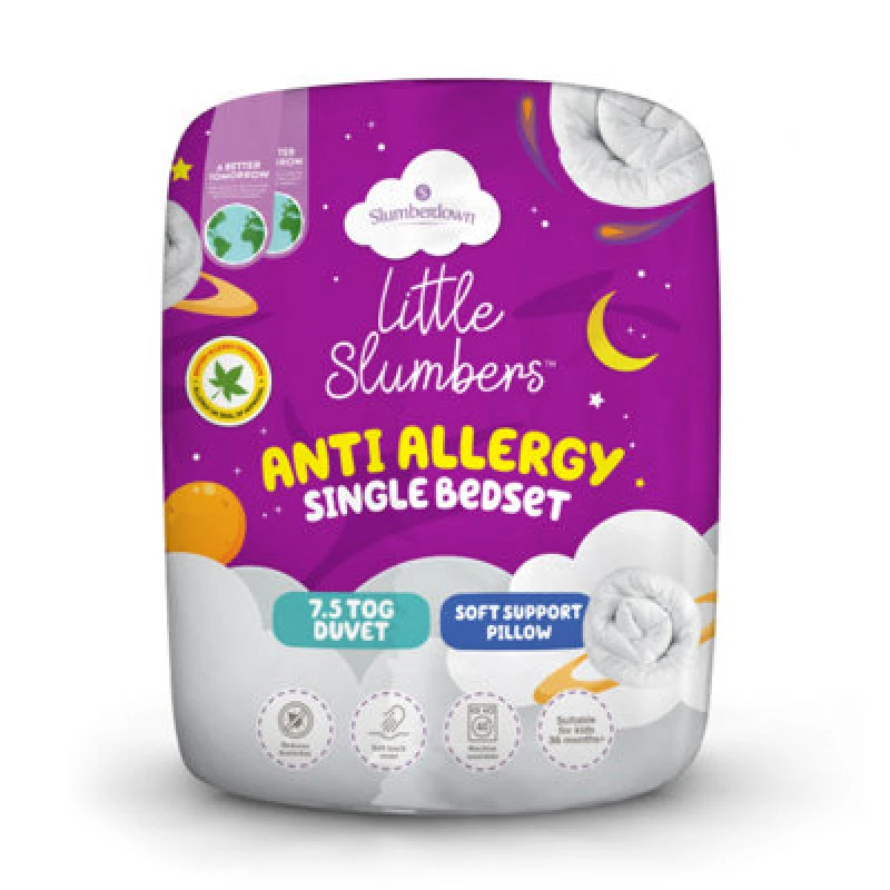 Image of Slumberdown Little Slumbers Anti Allergy 7.5 Tog Kids Single Bedset White