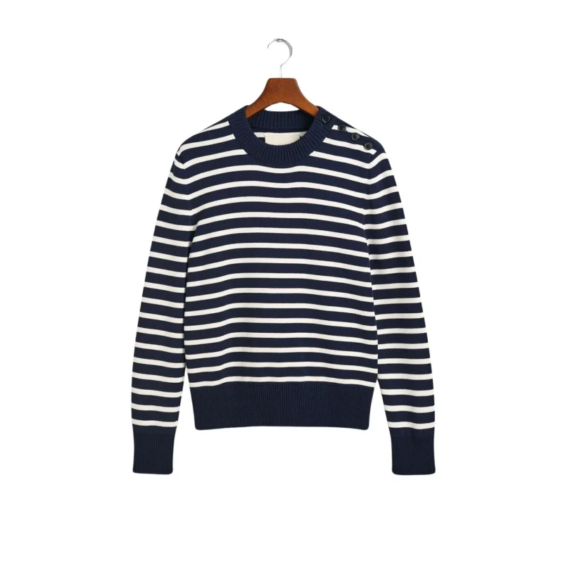 Image of Gant Shiny striped round-neck sweater Gant Breton Bleu Unisex M
