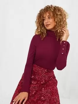 Image of Joe Browns Jersey Roll Neck Top - Berry, Red, Size 12, Women