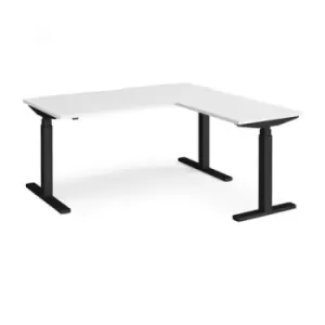 image of Height Adjustable Desk Rectangular Desk With Return 1600mm White Tops With Black Frames Elev8 Touch