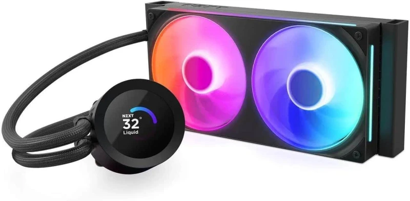 Image of NZXT 240mm Kraken Plus ARGB Intel/AMD CPU AIO Liquid Cooler with 1.54" LCD Screen - Black - RL-KR240-B2