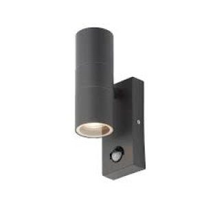 image of Zinc LETO Outdoor Up and Down Wall Light with PIR Anthracite Grey