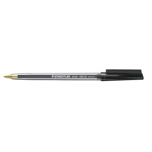 image of Staedtler Stick 430 1mm Medium Tip Ballpoint Pen 0.35mm Line Width Black 1 x Pack of 10