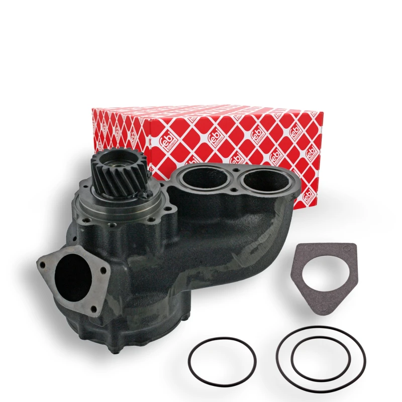 Image of FEBI BILSTEIN 11943 Water pump Number of Teeth: 19, Grey Cast Iron, with gear, with gaskets/seals Grey Cast Iron Water Pump (1260)