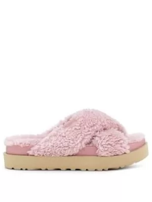 image of UGG Ugg Fuzz Sugar Sustainable Cross Slide Slipper, Pink, Size 4, Women