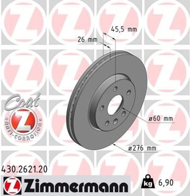 Image of ZIMMERMANN Brake disc ZIMMERMANN 430.2621.20