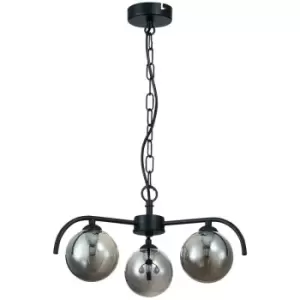 image of Spring Contemporary Multi Arm Pendant Ceiling 3 Light Black, Glass