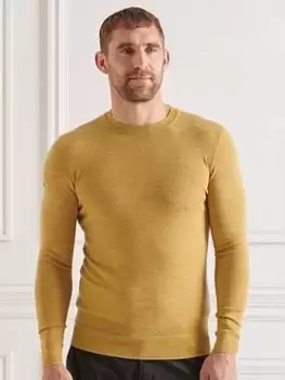 Image of Superdry Studios Merino Crew Knit - Yellow, Yellow, Size L, Men