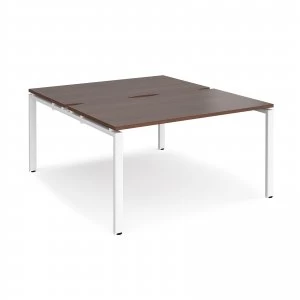 image of Adapt II Back to Back Desk s 1400mm x 1600mm - White Frame Walnut top