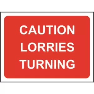 Image of Zintec 1050x750mm Caution Lorries Turning Road Sign with Frame