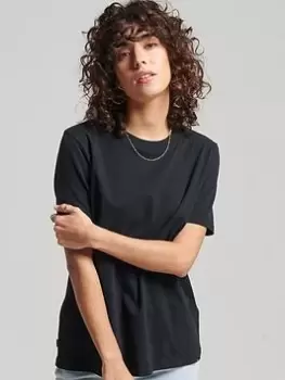 Image of Superdry Vintage Logo Emb Tee - Black, Size 10, Women