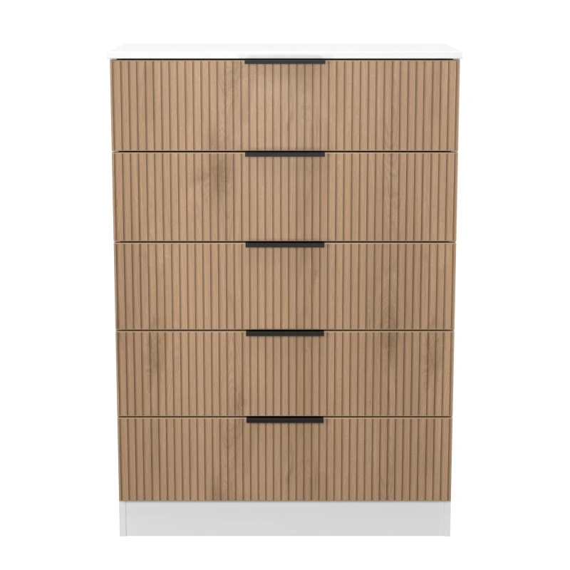 Image of Welcome Furniture Ready Assembled Java 5 Drawer Chest, White JAV012SEWM