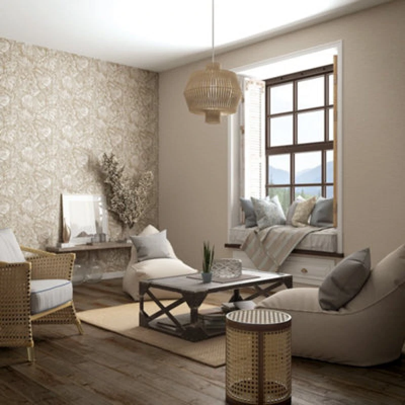 Image of Galerie The New Design Book Collection Beige Jungle Leaves Wallpaper Roll
