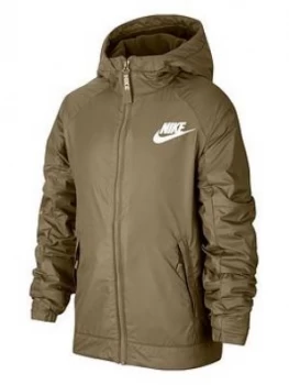 Image of Boys, Nike Sportswear Kids Fleece Lined Jacket - Olive Size XL, 13-15 Years