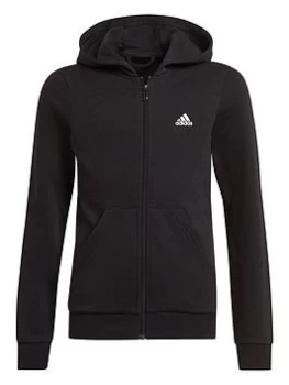 Image of adidas Girls Big Logo Full Zip Hoodie - Black/White, Size 13-14 Years, Women