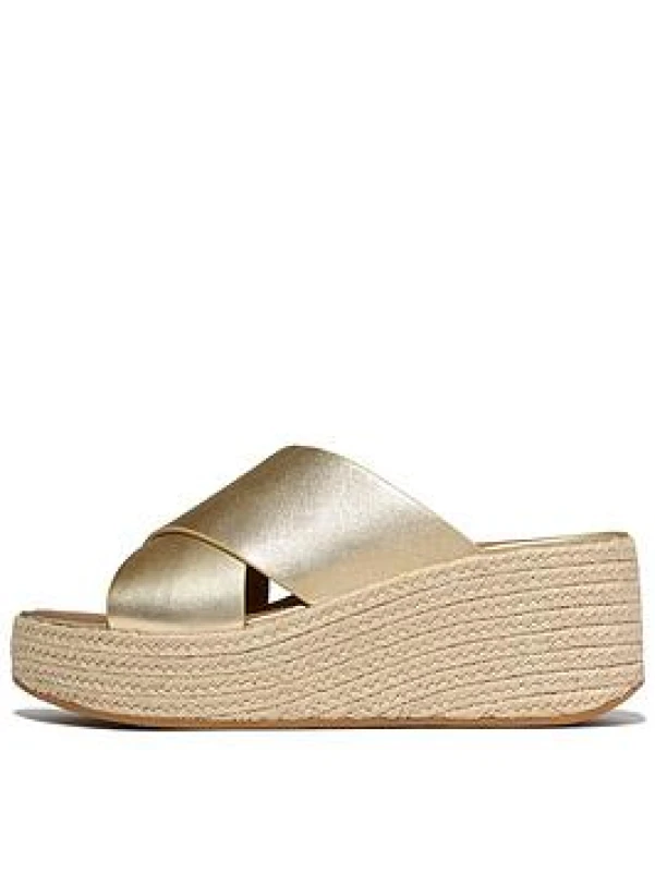 Image of FitFlop Womens Platfforms Espadrille Sandal in Gold Size: 4 Gold Female 4