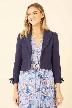 Image of Navy Ponte Cropped Retro Jacket The Bow Cuff