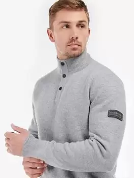 Image of Barbour International Steele Half Snap Knitted Jumper, Grey Size M Men