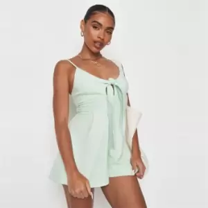 Image of Missguided Petite Cami Button Playsuit - Green