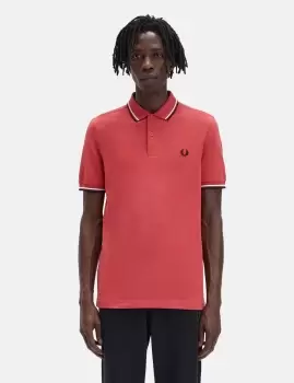 Fred Perry Twin Tipped Polo Shirt - Washed Red/Snow White/Black