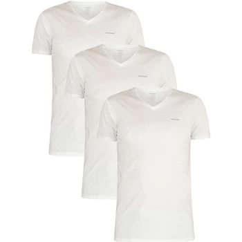 Image of Diesel 3 Pack Jake Plain Logo V-Neck T-Shirts mens T shirt in White - Sizes UK XS,UK S,UK M,UK L,UK XL