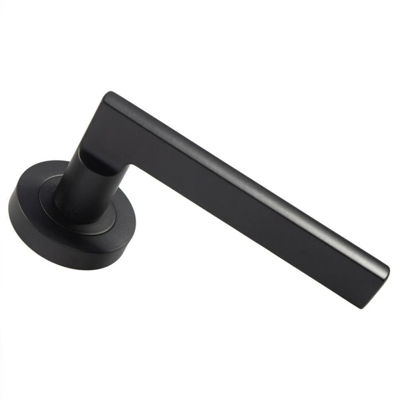 Image of Loops PAIR Straight Plinth Mounted Handle on Round Rose Concealed Fix Matt Black Black