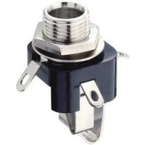Image of 6.35mm audio jack Socket vertical vertical Number of pins 3 Stereo Black Lumberg KLB 3