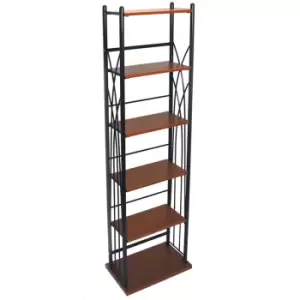 image of Watsons - dakota - 100 dvd Bluray / 150 cd Media Storage 5 Tier Tower Shelves - Black - Black / Dark Oak