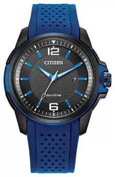 image of Citizen AW1655-01E Sports Black Dial Blue Silicone Strap Watch