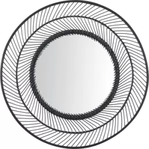 Image of Lucerne 90cm Large Round Scandi Bamboo Wall Mirror Black