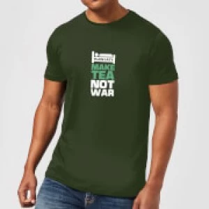 Image of Plain Lazy Make Tea Not War Mens T-Shirt - Forest Green - L