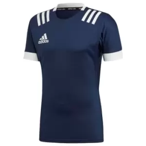 image of adidas 3 Stripe Jersey Mens - Blue