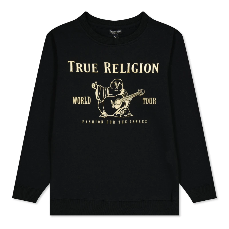 Image of True Religion Foil Buddha Logo Sweatshirt Boy's - Black 9 - 10 Years