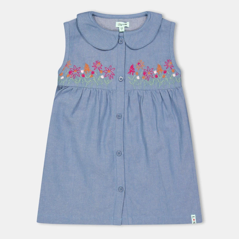 Image of Lilly and Sid Kids Floral Collar A Line Dress Blue female 2-3 Yrs