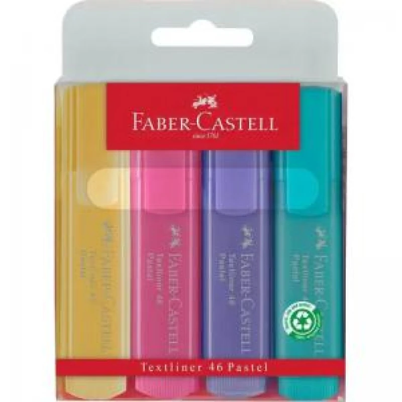 Image of Faber-Castell Textliner 46 Pastell Highlighters - 4 Pack (254654)